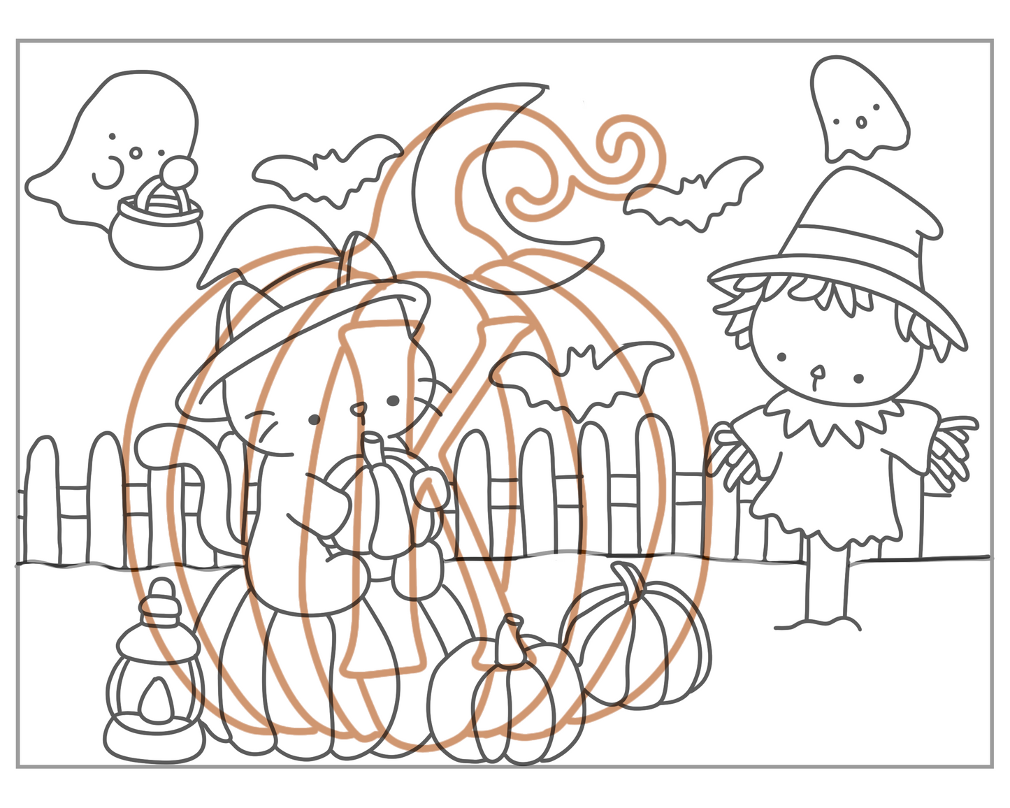 pumpkin patch - digital coloring page