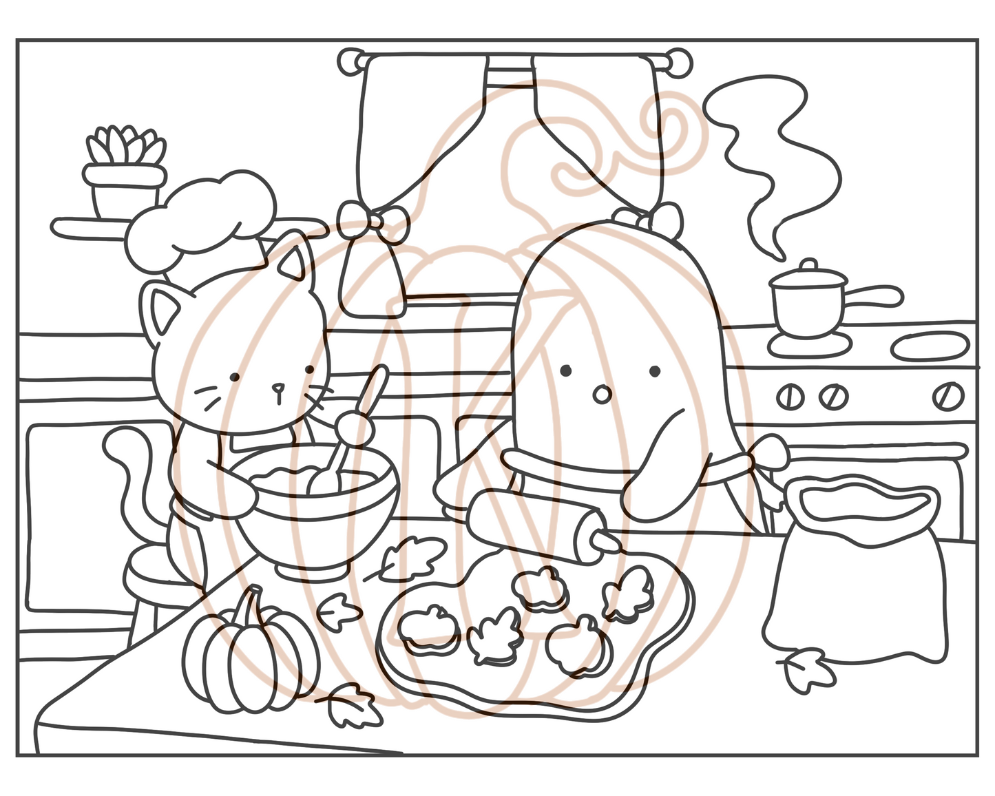 pumpkin cookie magic - digital coloring page