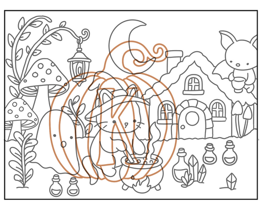 potion cottage - digital coloring page